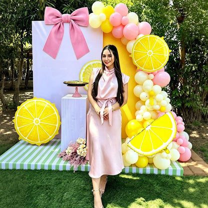 Lemon Balloon Arch Garland Kit, Pink Yellow Balloon Arch Kit | Lemon Foil Balloons, Summer Fruit Themed Party, Bridal Shower Baby Shower Birthday, Lemonade Party Decorations
