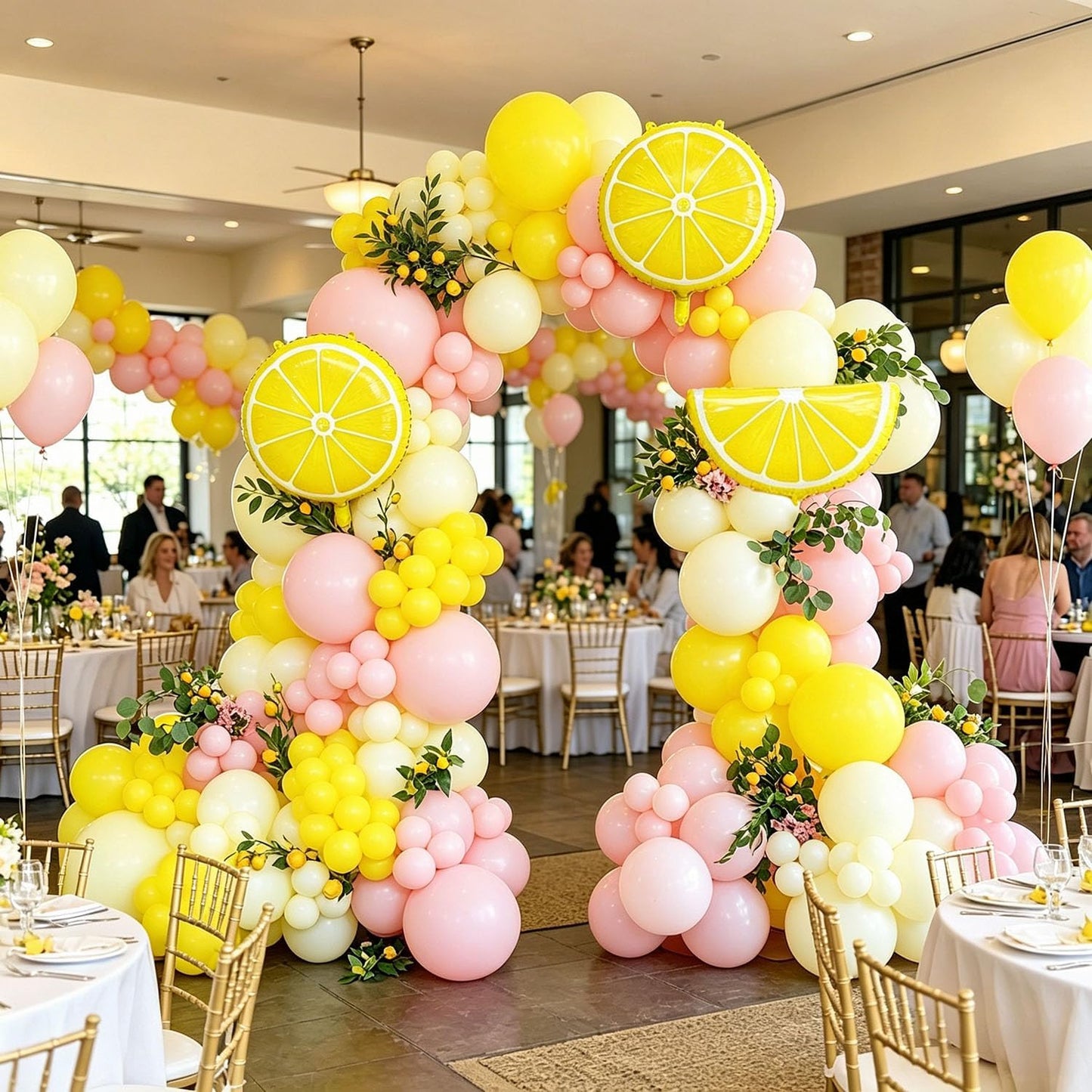 Lemon Balloon Arch Garland Kit, Pink Yellow Balloon Arch Kit | Lemon Foil Balloons, Summer Fruit Themed Party, Bridal Shower Baby Shower Birthday, Lemonade Party Decorations