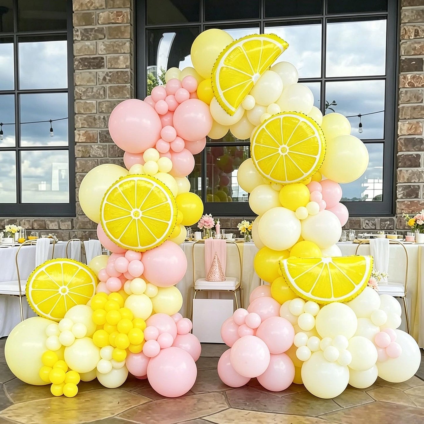 Lemon Balloon Arch Garland Kit, Pink Yellow Balloon Arch Kit | Lemon Foil Balloons, Summer Fruit Themed Party, Bridal Shower Baby Shower Birthday, Lemonade Party Decorations