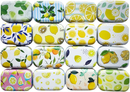 8Pcs Mini Lemon Tin Trinket Jewelry Organizer Storage Box Decorative Lime Boxes Small Metal Tins with Hinged Lids Portable Box Containers Gift for Mother (Lemon)