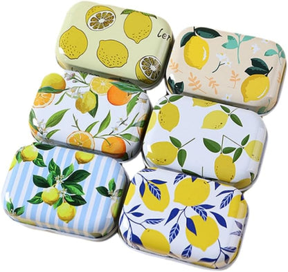 8Pcs Mini Lemon Tin Trinket Jewelry Organizer Storage Box Decorative Lime Boxes Small Metal Tins with Hinged Lids Portable Box Containers Gift for Mother (Lemon)