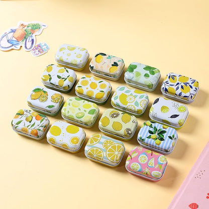 8Pcs Mini Lemon Tin Trinket Jewelry Organizer Storage Box Decorative Lime Boxes Small Metal Tins with Hinged Lids Portable Box Containers Gift for Mother (Lemon)