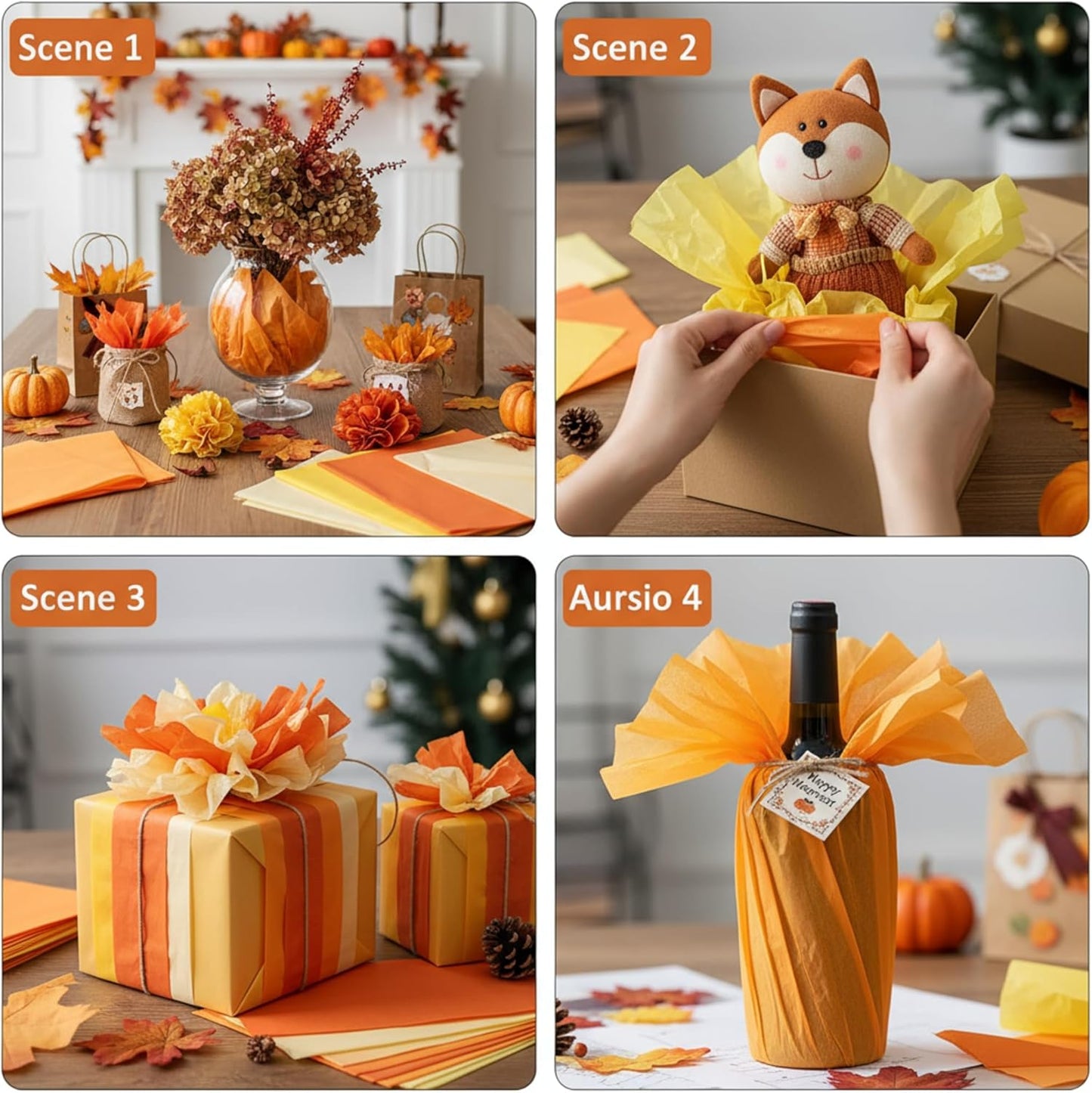 500 Sheets Orange Yellow Tissue Paper Bulk for Gift Bags 15 x 20 Inch Acid Free Packaging Wrapping Paper Sheets for Summer Party, Lemon Theme Decor, DIY Crafts, Bouquet Wrapping, Shipping