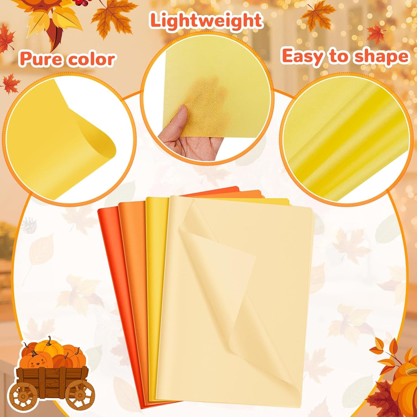 500 Sheets Orange Yellow Tissue Paper Bulk for Gift Bags 15 x 20 Inch Acid Free Packaging Wrapping Paper Sheets for Summer Party, Lemon Theme Decor, DIY Crafts, Bouquet Wrapping, Shipping