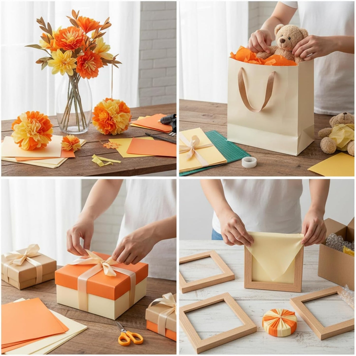 500 Sheets Orange Yellow Tissue Paper Bulk for Gift Bags 15 x 20 Inch Acid Free Packaging Wrapping Paper Sheets for Summer Party, Lemon Theme Decor, DIY Crafts, Bouquet Wrapping, Shipping