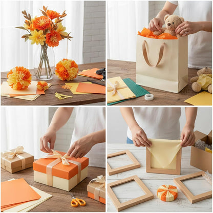 500 Sheets Orange Yellow Tissue Paper Bulk for Gift Bags 15 x 20 Inch Acid Free Packaging Wrapping Paper Sheets for Summer Party, Lemon Theme Decor, DIY Crafts, Bouquet Wrapping, Shipping