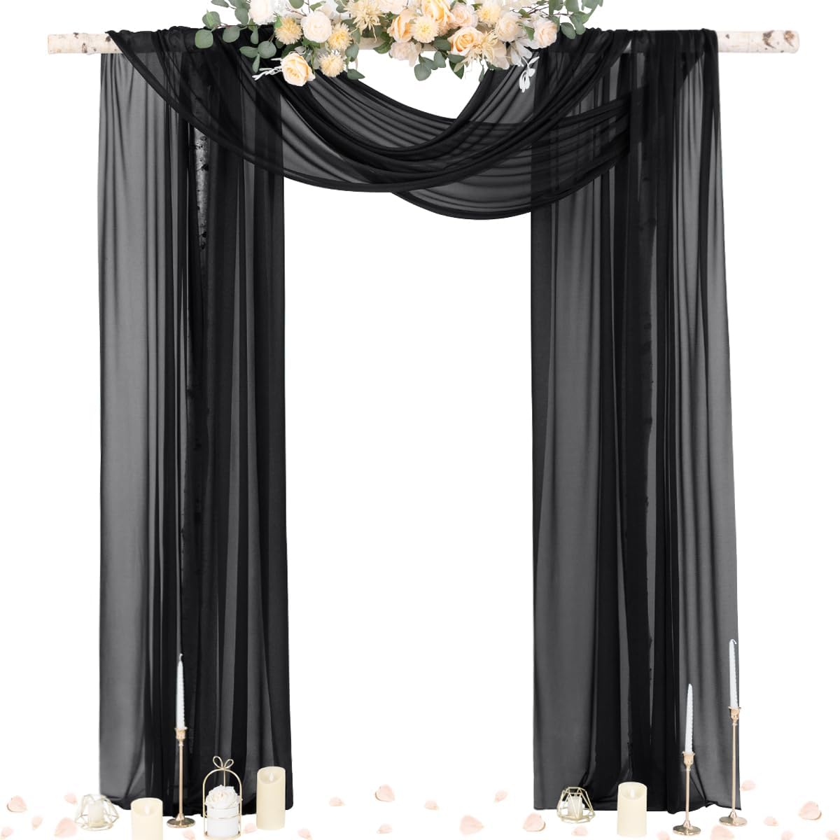 Wedding Arch Draping Fabric Sheer Curtain Drapes Birthday Party Home Decor | Yellow 29" x 20FT 1 Panel Outdoor Drapes Extra Long for Bridal Baby Shower Ceremony Decor
