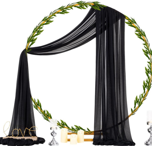 Wedding Arch Draping Fabric Sheer Curtain Drapes Birthday Party Home Decor | Yellow 29" x 20FT 1 Panel Outdoor Drapes Extra Long for Bridal Baby Shower Ceremony Decor