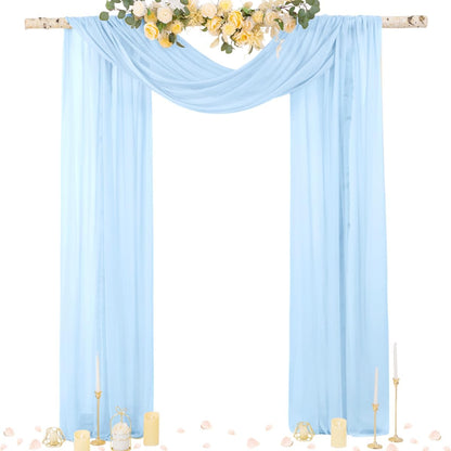 Wedding Arch Draping Fabric Sheer Curtain Drapes Birthday Party Home Decor | Yellow 29" x 20FT 1 Panel Outdoor Drapes Extra Long for Bridal Baby Shower Ceremony Decor