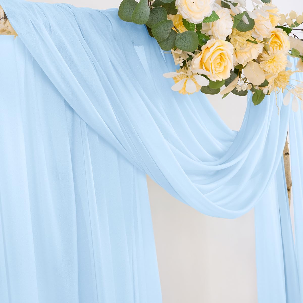 Wedding Arch Draping Fabric Sheer Curtain Drapes Birthday Party Home Decor | Yellow 29" x 20FT 1 Panel Outdoor Drapes Extra Long for Bridal Baby Shower Ceremony Decor