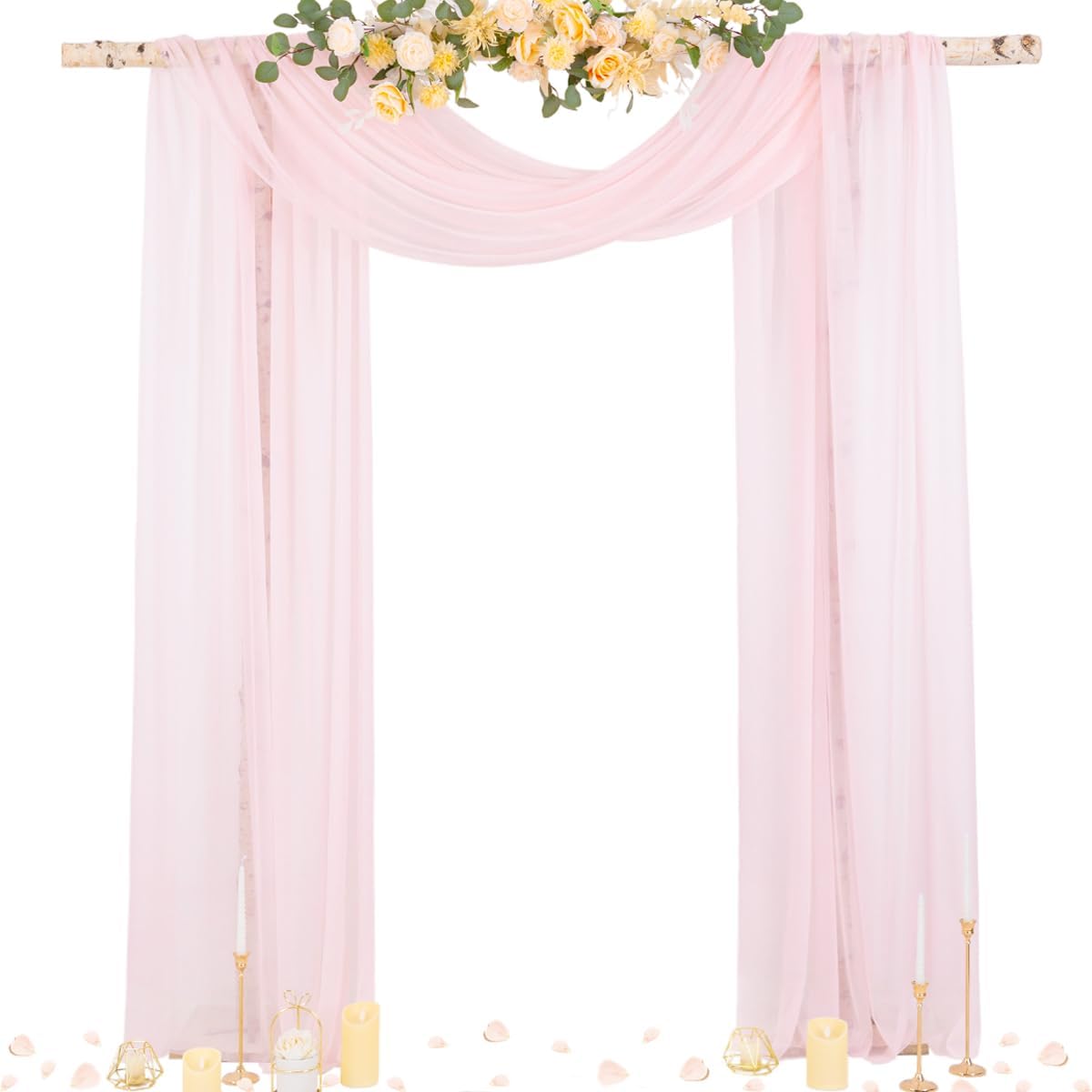 Wedding Arch Draping Fabric Sheer Curtain Drapes Birthday Party Home Decor | Yellow 29" x 20FT 1 Panel Outdoor Drapes Extra Long for Bridal Baby Shower Ceremony Decor