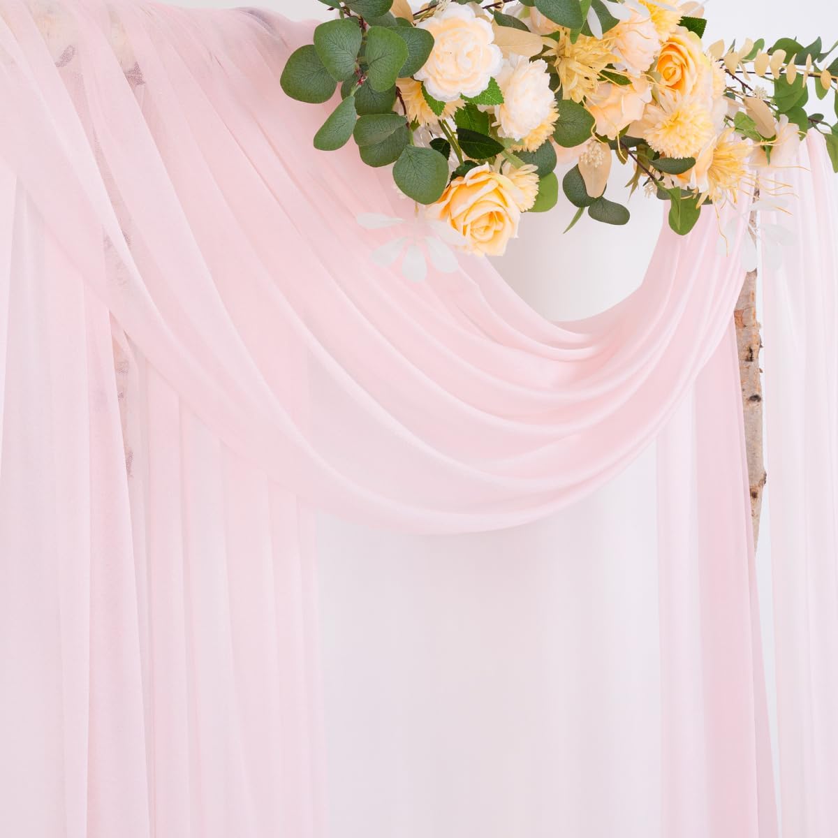 Wedding Arch Draping Fabric Sheer Curtain Drapes Birthday Party Home Decor | Yellow 29" x 20FT 1 Panel Outdoor Drapes Extra Long for Bridal Baby Shower Ceremony Decor