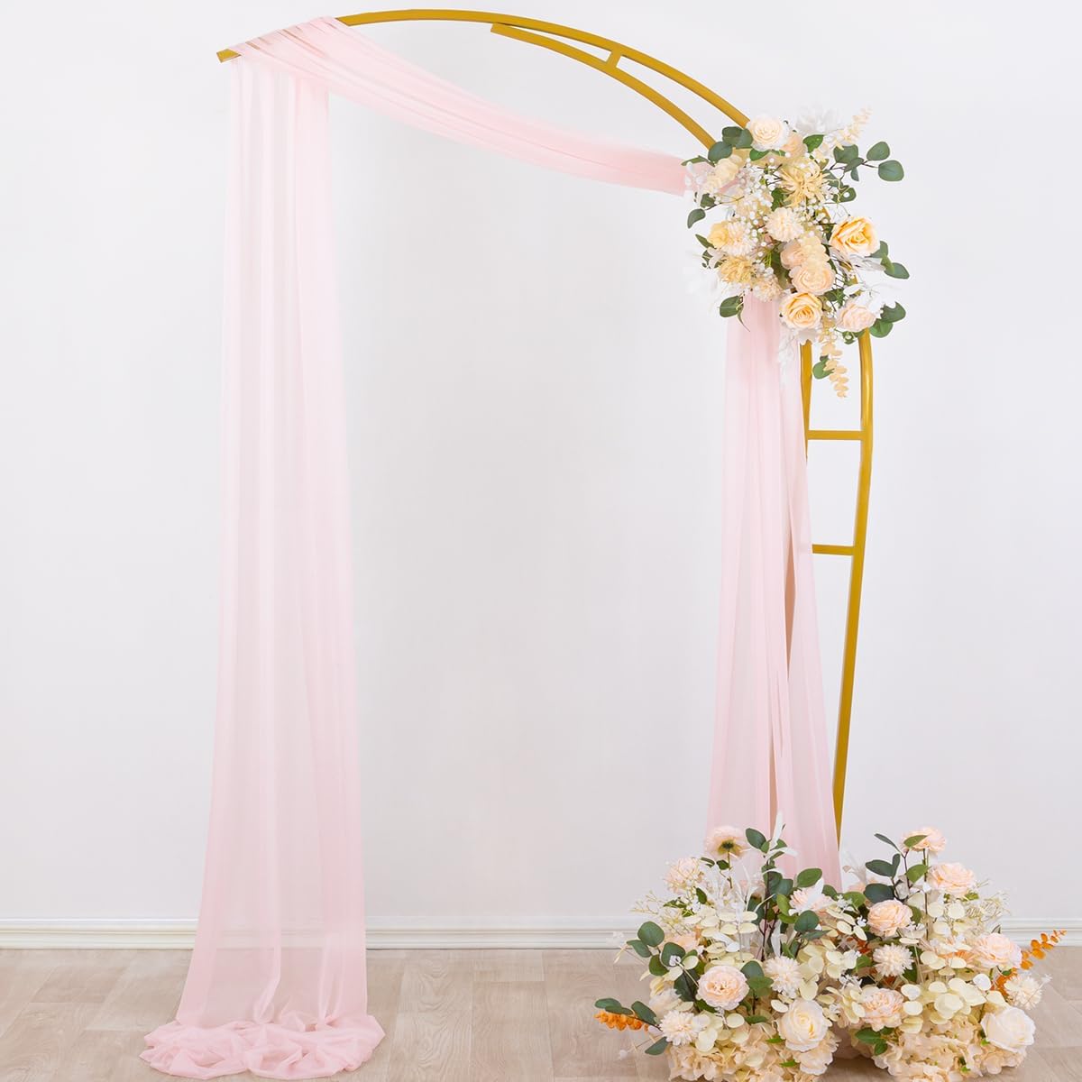 Wedding Arch Draping Fabric Sheer Curtain Drapes Birthday Party Home Decor | Yellow 29" x 20FT 1 Panel Outdoor Drapes Extra Long for Bridal Baby Shower Ceremony Decor