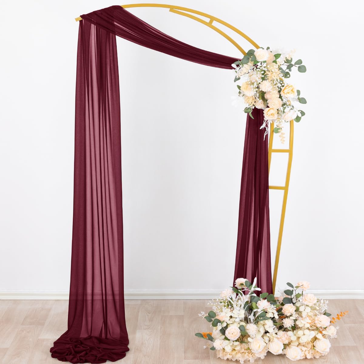 Wedding Arch Draping Fabric Sheer Curtain Drapes Birthday Party Home Decor | Yellow 29" x 20FT 1 Panel Outdoor Drapes Extra Long for Bridal Baby Shower Ceremony Decor