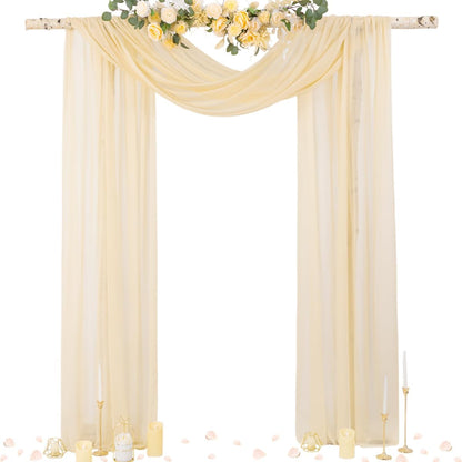 Wedding Arch Draping Fabric Sheer Curtain Drapes Birthday Party Home Decor | Yellow 29" x 20FT 1 Panel Outdoor Drapes Extra Long for Bridal Baby Shower Ceremony Decor
