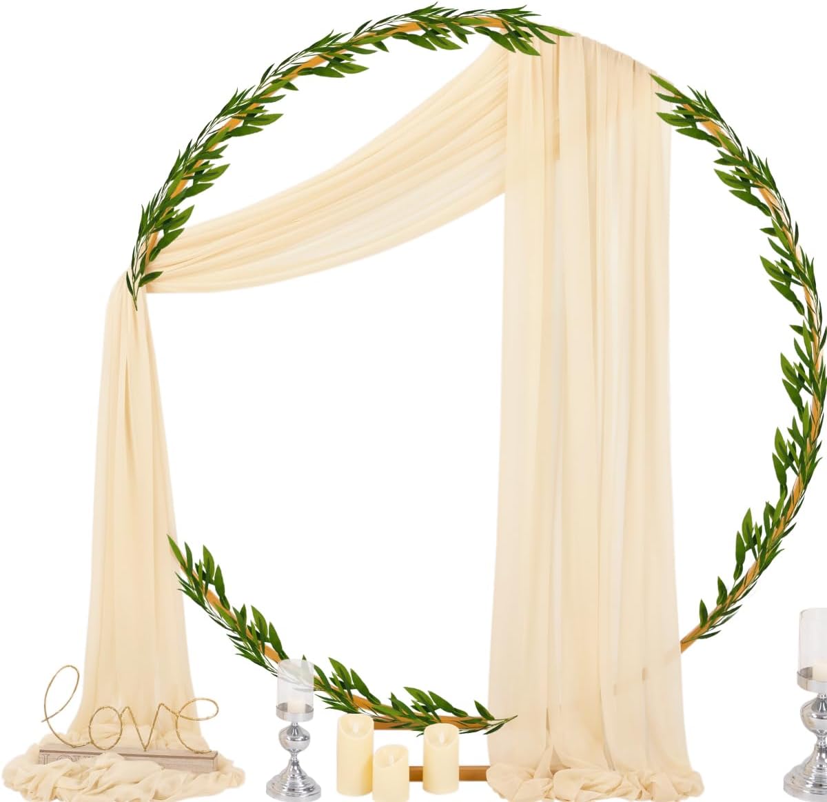 Wedding Arch Draping Fabric Sheer Curtain Drapes Birthday Party Home Decor | Yellow 29" x 20FT 1 Panel Outdoor Drapes Extra Long for Bridal Baby Shower Ceremony Decor