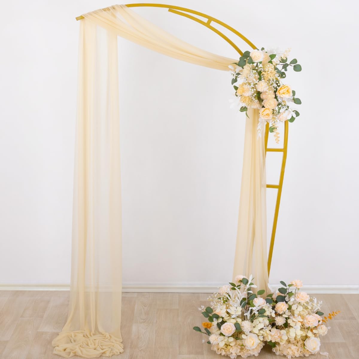 Wedding Arch Draping Fabric Sheer Curtain Drapes Birthday Party Home Decor | Yellow 29" x 20FT 1 Panel Outdoor Drapes Extra Long for Bridal Baby Shower Ceremony Decor