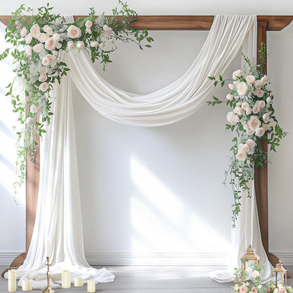 Wedding Arch Draping Fabric Sheer Curtain Drapes Birthday Party Home Decor | Yellow 29" x 20FT 1 Panel Outdoor Drapes Extra Long for Bridal Baby Shower Ceremony Decor