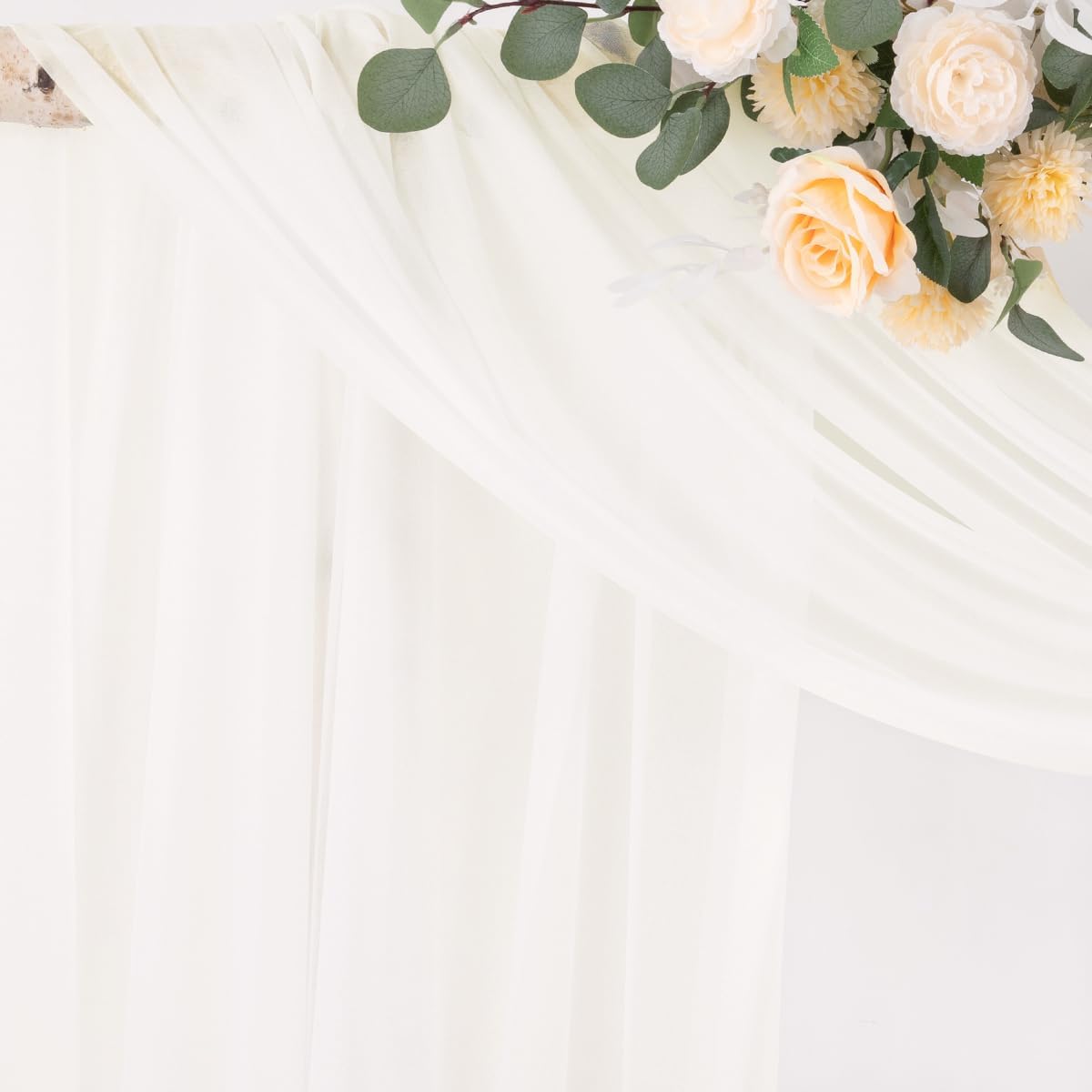 Wedding Arch Draping Fabric Sheer Curtain Drapes Birthday Party Home Decor | Yellow 29" x 20FT 1 Panel Outdoor Drapes Extra Long for Bridal Baby Shower Ceremony Decor
