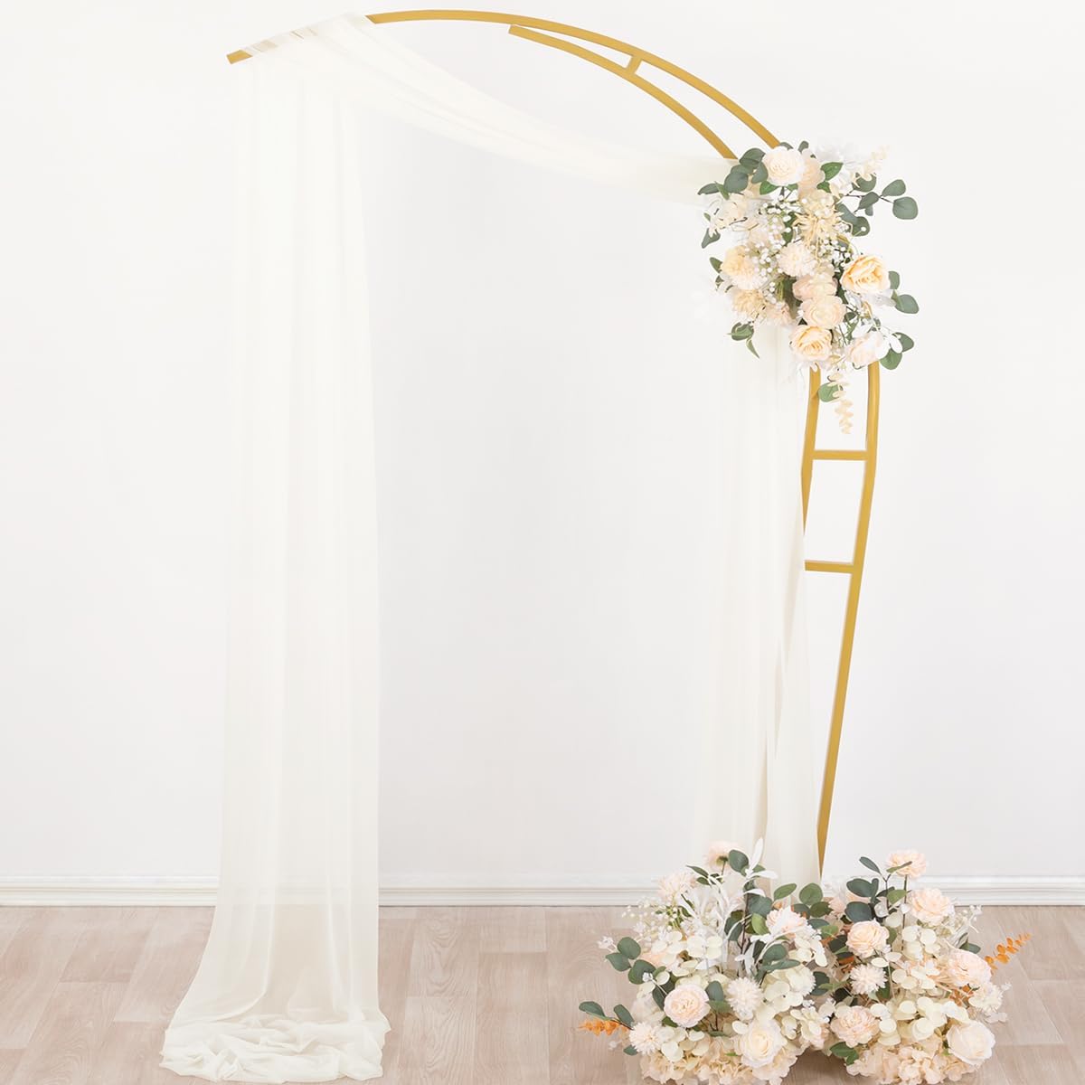 Wedding Arch Draping Fabric Sheer Curtain Drapes Birthday Party Home Decor | Yellow 29" x 20FT 1 Panel Outdoor Drapes Extra Long for Bridal Baby Shower Ceremony Decor