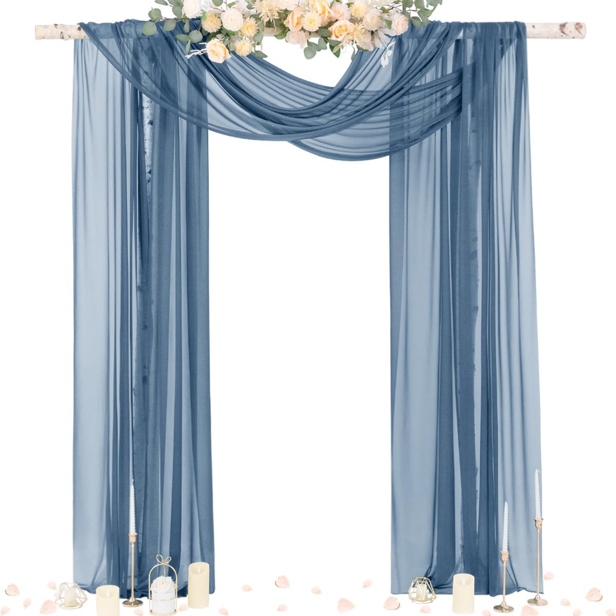 Wedding Arch Draping Fabric Sheer Curtain Drapes Birthday Party Home Decor | Yellow 29" x 20FT 1 Panel Outdoor Drapes Extra Long for Bridal Baby Shower Ceremony Decor