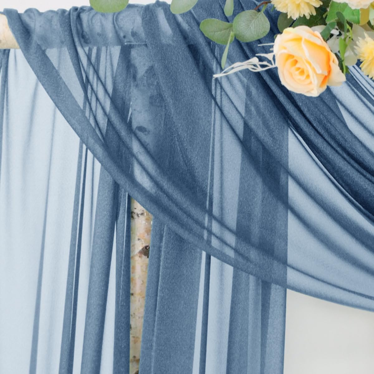 Wedding Arch Draping Fabric Sheer Curtain Drapes Birthday Party Home Decor | Yellow 29" x 20FT 1 Panel Outdoor Drapes Extra Long for Bridal Baby Shower Ceremony Decor