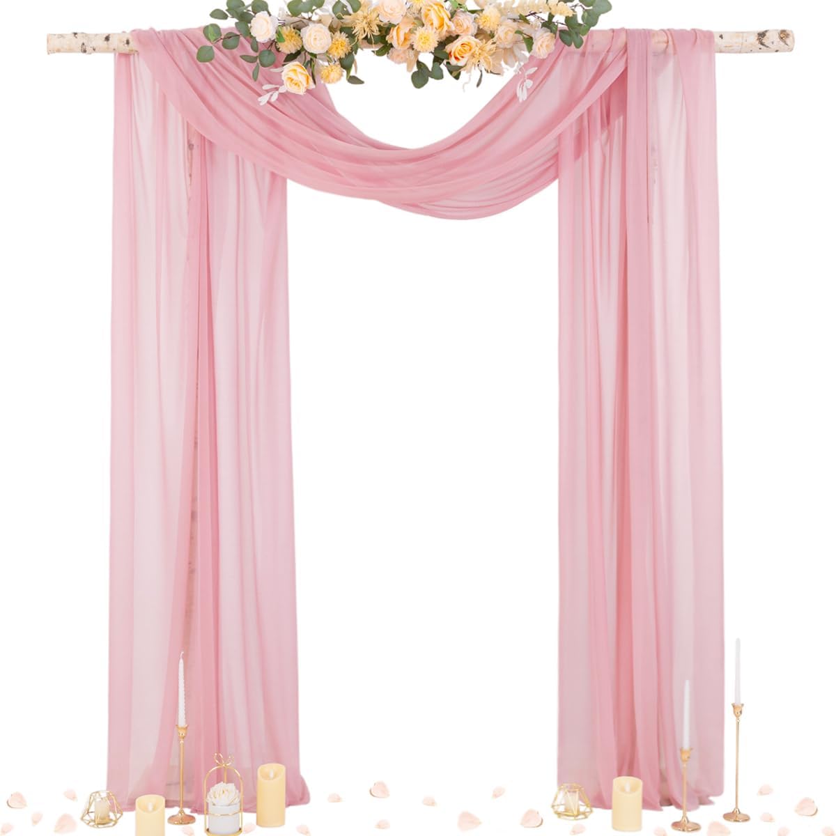 Wedding Arch Draping Fabric Sheer Curtain Drapes Birthday Party Home Decor | Yellow 29" x 20FT 1 Panel Outdoor Drapes Extra Long for Bridal Baby Shower Ceremony Decor