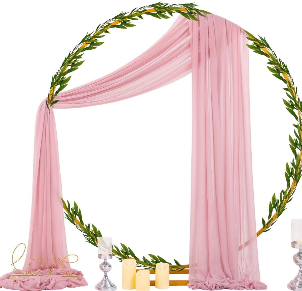 Wedding Arch Draping Fabric Sheer Curtain Drapes Birthday Party Home Decor | Yellow 29" x 20FT 1 Panel Outdoor Drapes Extra Long for Bridal Baby Shower Ceremony Decor