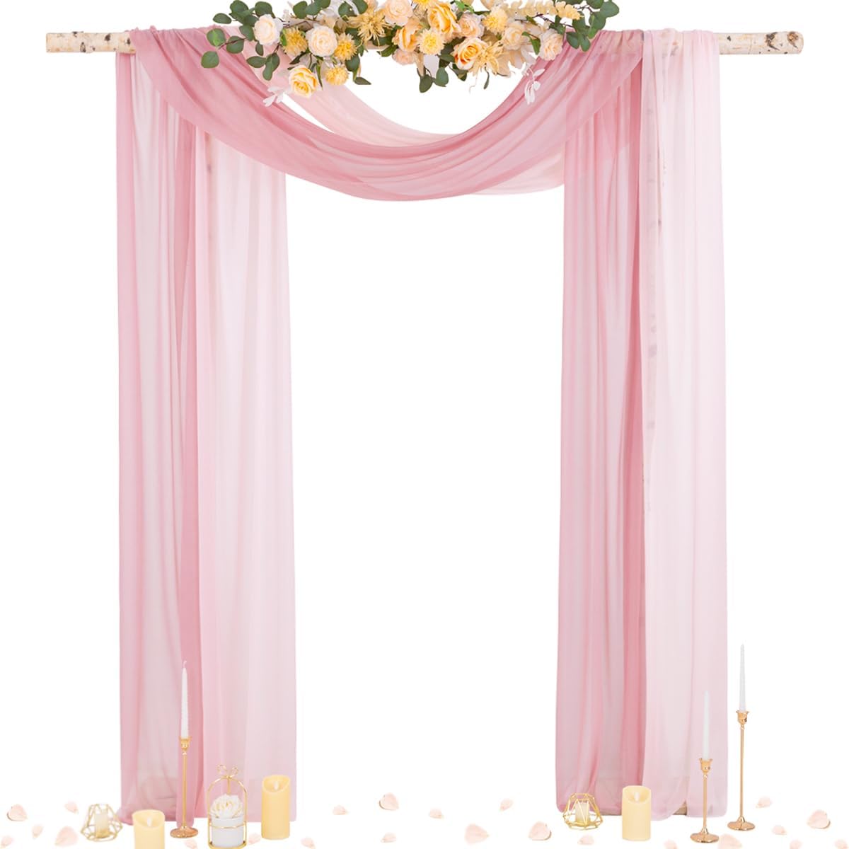 Wedding Arch Draping Fabric Sheer Curtain Drapes Birthday Party Home Decor | Yellow 29" x 20FT 1 Panel Outdoor Drapes Extra Long for Bridal Baby Shower Ceremony Decor
