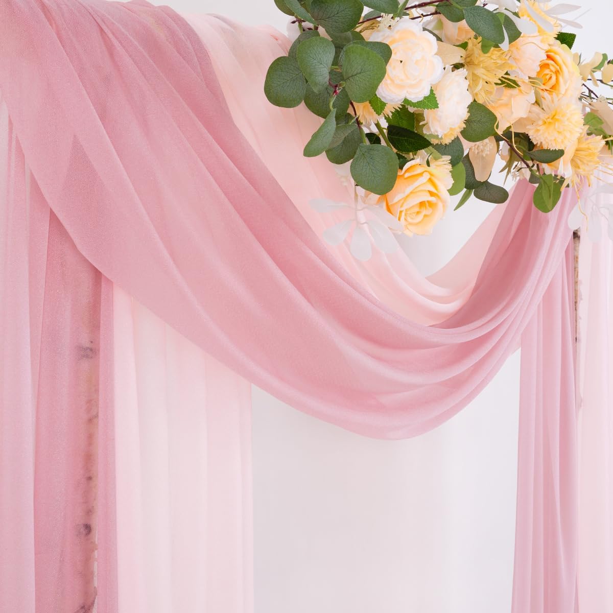 Wedding Arch Draping Fabric Sheer Curtain Drapes Birthday Party Home Decor | Yellow 29" x 20FT 1 Panel Outdoor Drapes Extra Long for Bridal Baby Shower Ceremony Decor