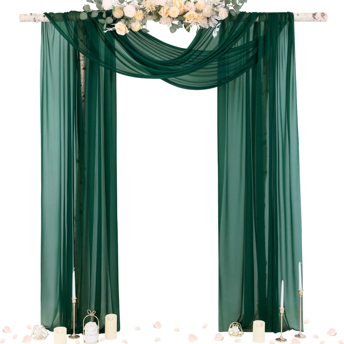 Wedding Arch Draping Fabric Sheer Curtain Drapes Birthday Party Home Decor | Yellow 29" x 20FT 1 Panel Outdoor Drapes Extra Long for Bridal Baby Shower Ceremony Decor
