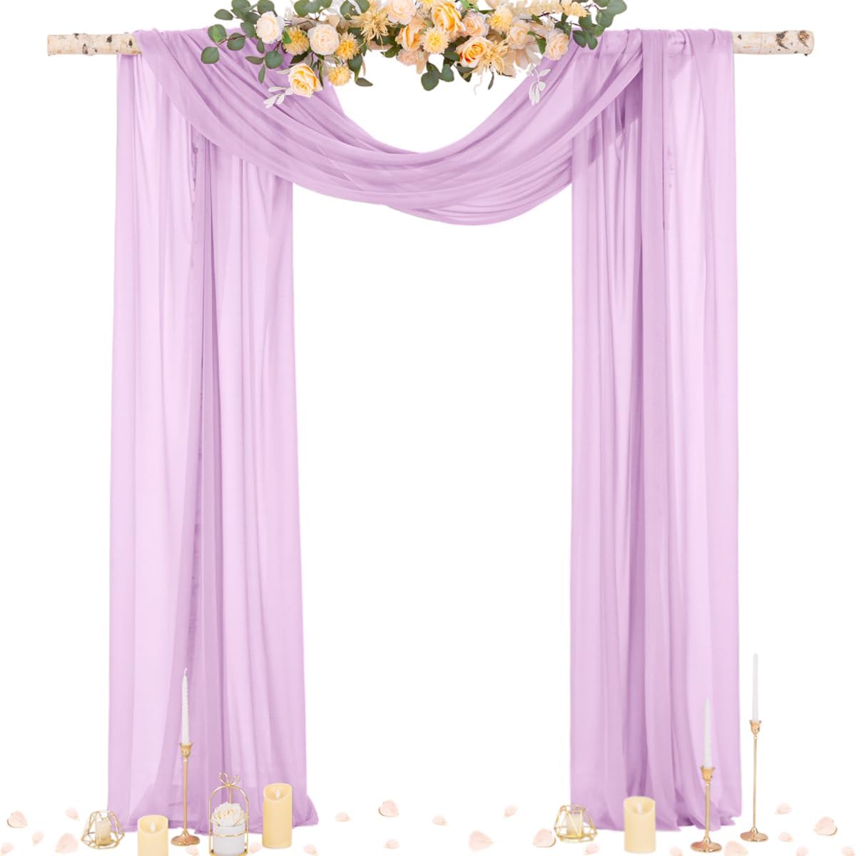 Wedding Arch Draping Fabric Sheer Curtain Drapes Birthday Party Home Decor | Yellow 29" x 20FT 1 Panel Outdoor Drapes Extra Long for Bridal Baby Shower Ceremony Decor