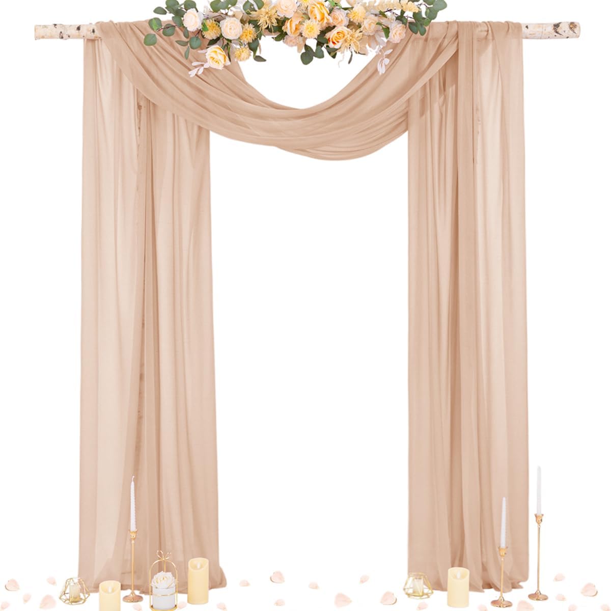 Wedding Arch Draping Fabric Sheer Curtain Drapes Birthday Party Home Decor | Yellow 29" x 20FT 1 Panel Outdoor Drapes Extra Long for Bridal Baby Shower Ceremony Decor