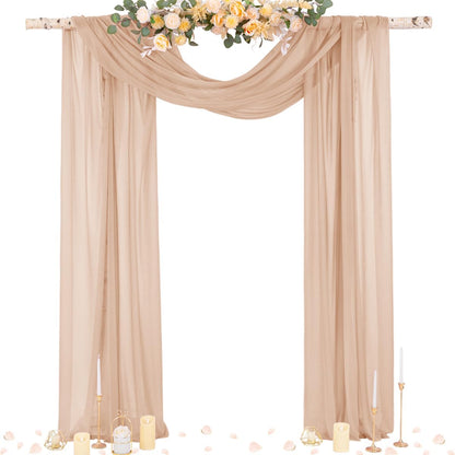 Wedding Arch Draping Fabric Sheer Curtain Drapes Birthday Party Home Decor | Yellow 29" x 20FT 1 Panel Outdoor Drapes Extra Long for Bridal Baby Shower Ceremony Decor