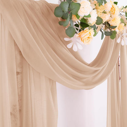 Wedding Arch Draping Fabric Sheer Curtain Drapes Birthday Party Home Decor | Yellow 29" x 20FT 1 Panel Outdoor Drapes Extra Long for Bridal Baby Shower Ceremony Decor