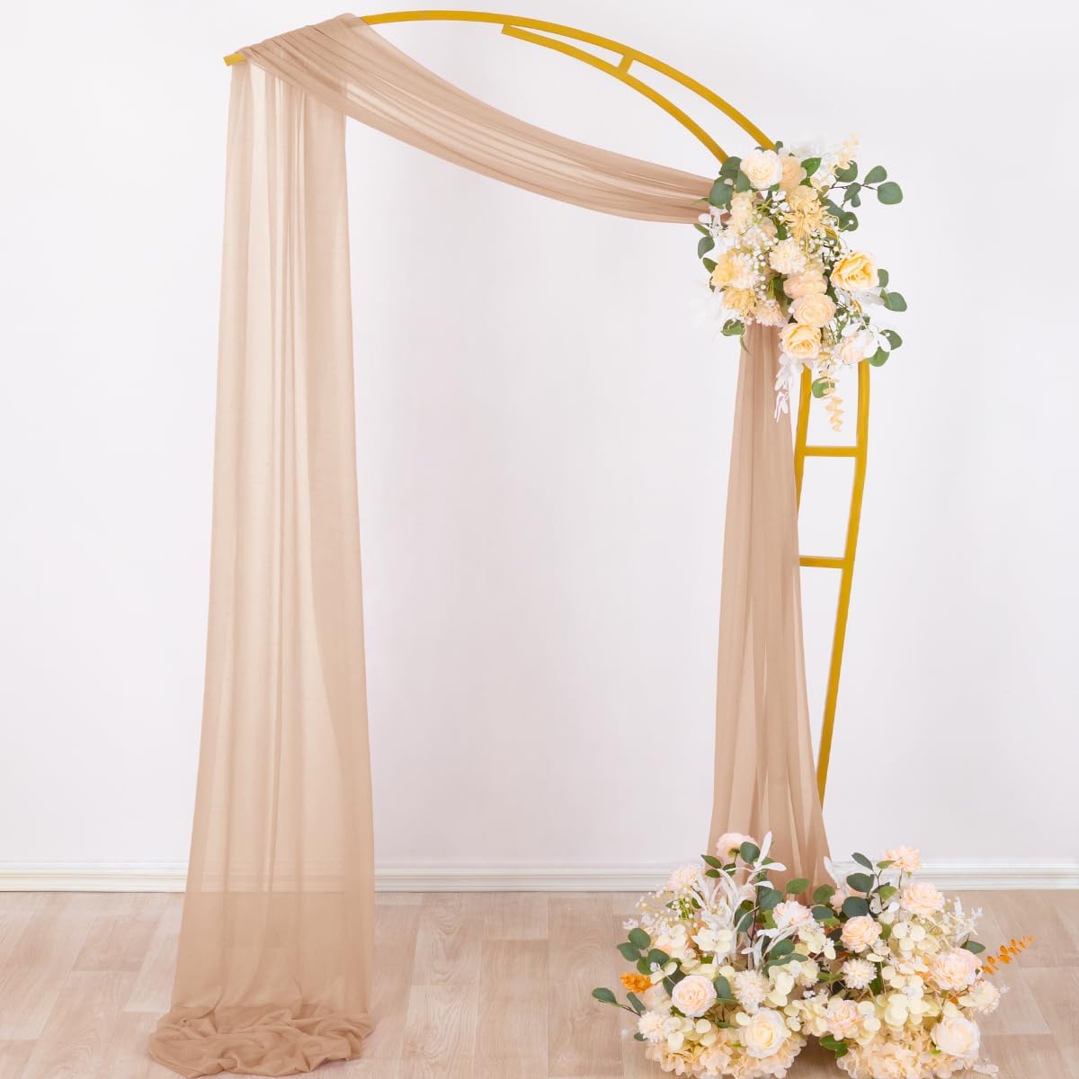 Wedding Arch Draping Fabric Sheer Curtain Drapes Birthday Party Home Decor | Yellow 29" x 20FT 1 Panel Outdoor Drapes Extra Long for Bridal Baby Shower Ceremony Decor