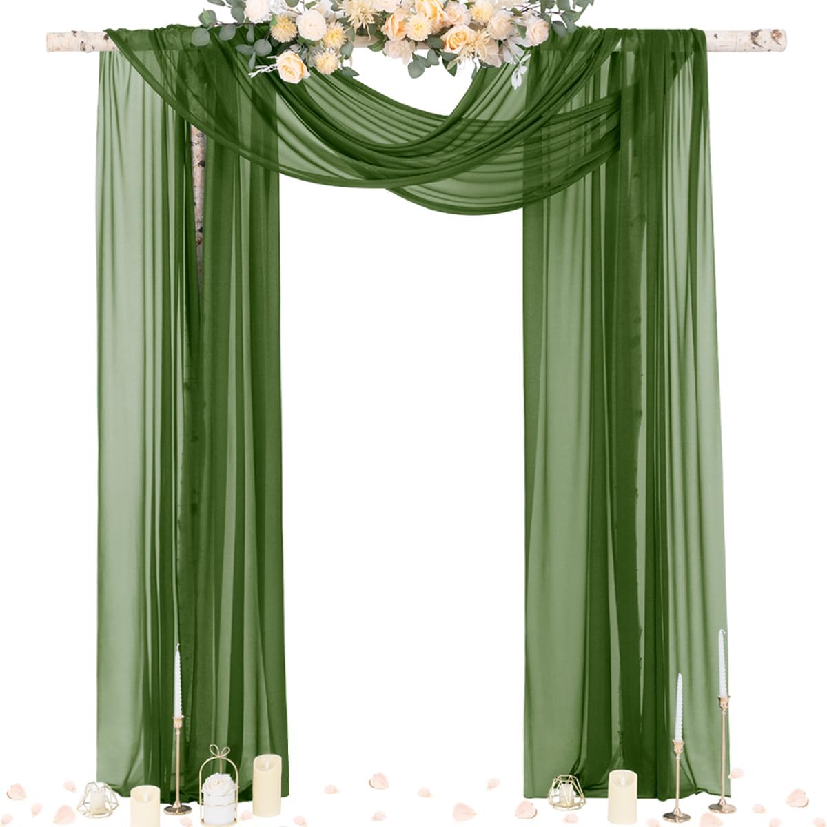 Wedding Arch Draping Fabric Sheer Curtain Drapes Birthday Party Home Decor | Yellow 29" x 20FT 1 Panel Outdoor Drapes Extra Long for Bridal Baby Shower Ceremony Decor