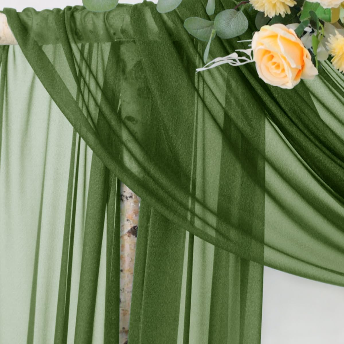 Wedding Arch Draping Fabric Sheer Curtain Drapes Birthday Party Home Decor | Yellow 29" x 20FT 1 Panel Outdoor Drapes Extra Long for Bridal Baby Shower Ceremony Decor