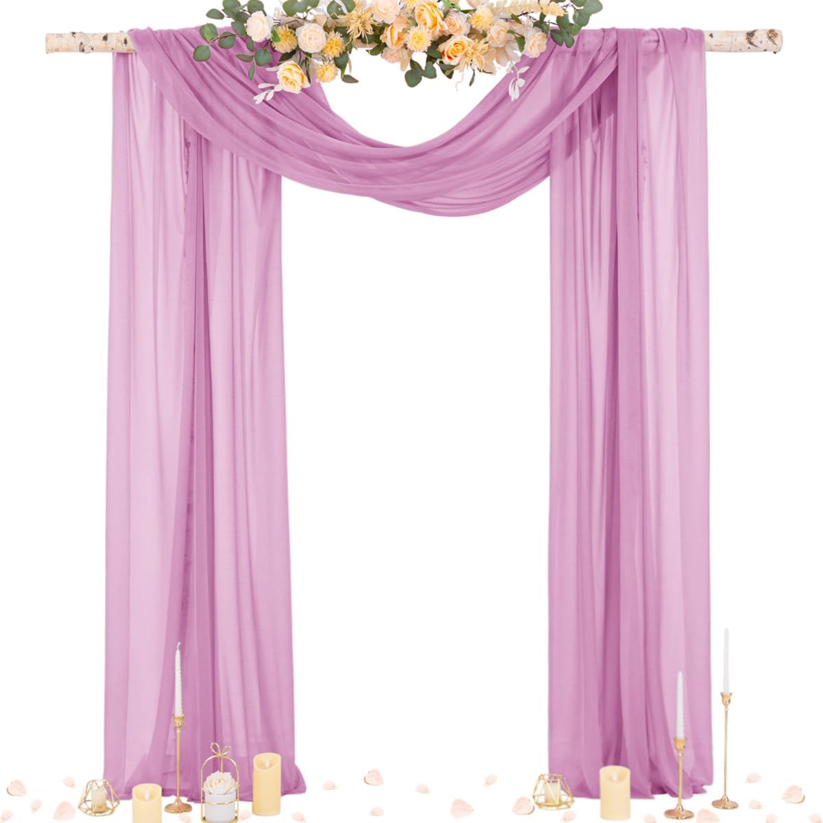 Wedding Arch Draping Fabric Sheer Curtain Drapes Birthday Party Home Decor | Yellow 29" x 20FT 1 Panel Outdoor Drapes Extra Long for Bridal Baby Shower Ceremony Decor