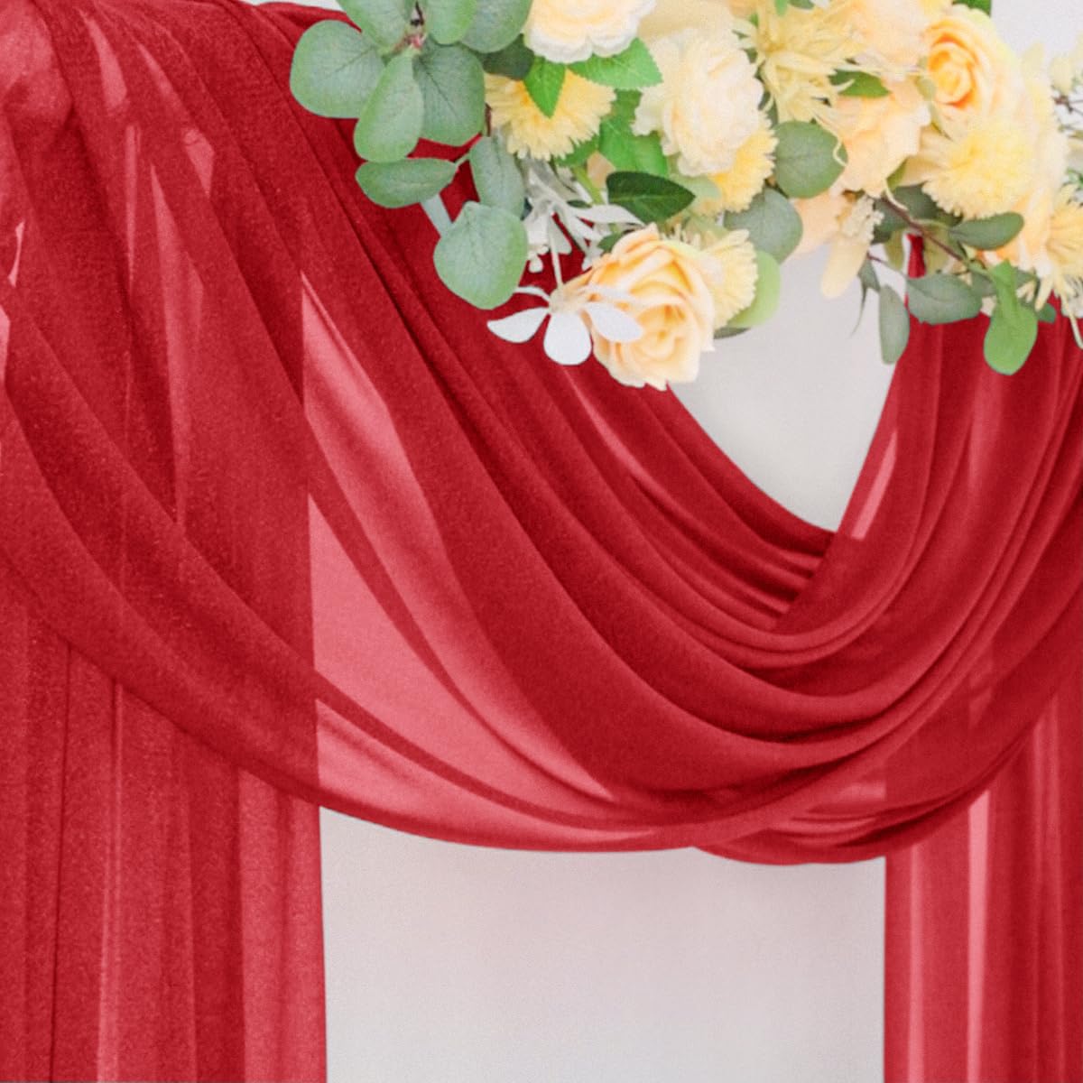 Wedding Arch Draping Fabric Sheer Curtain Drapes Birthday Party Home Decor | Yellow 29" x 20FT 1 Panel Outdoor Drapes Extra Long for Bridal Baby Shower Ceremony Decor