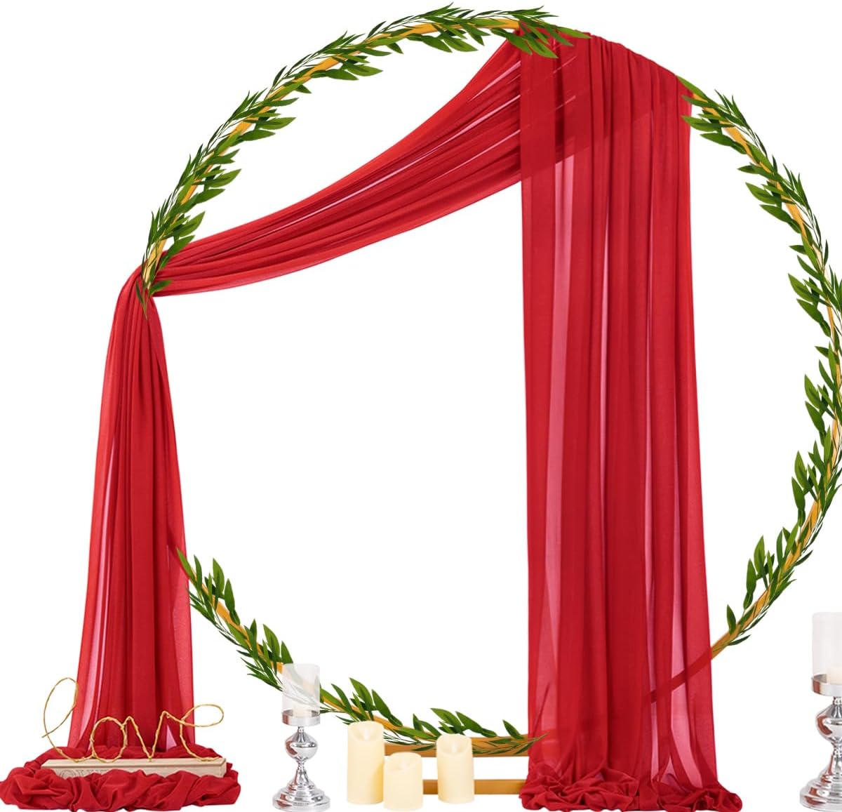 Wedding Arch Draping Fabric Sheer Curtain Drapes Birthday Party Home Decor | Yellow 29" x 20FT 1 Panel Outdoor Drapes Extra Long for Bridal Baby Shower Ceremony Decor