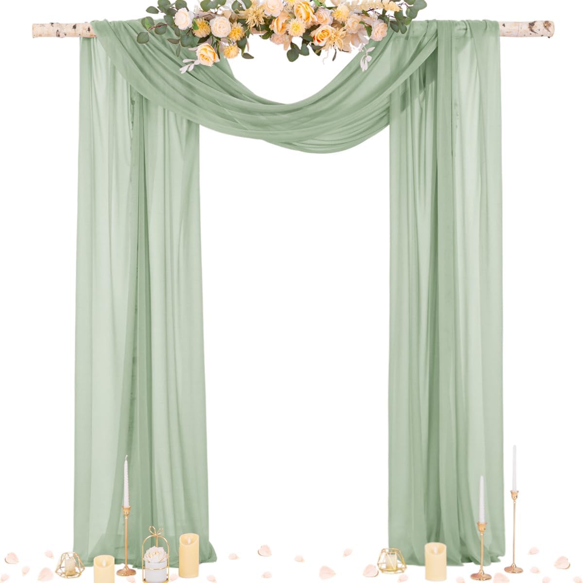 Wedding Arch Draping Fabric Sheer Curtain Drapes Birthday Party Home Decor | Yellow 29" x 20FT 1 Panel Outdoor Drapes Extra Long for Bridal Baby Shower Ceremony Decor