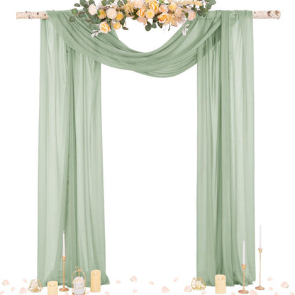 Wedding Arch Draping Fabric Sheer Curtain Drapes Birthday Party Home Decor | Yellow 29" x 20FT 1 Panel Outdoor Drapes Extra Long for Bridal Baby Shower Ceremony Decor