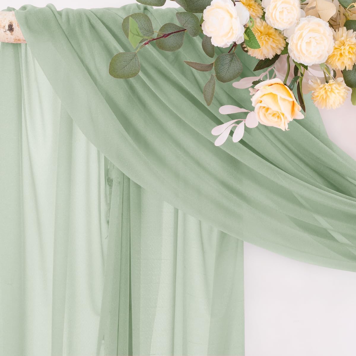 Wedding Arch Draping Fabric Sheer Curtain Drapes Birthday Party Home Decor | Yellow 29" x 20FT 1 Panel Outdoor Drapes Extra Long for Bridal Baby Shower Ceremony Decor