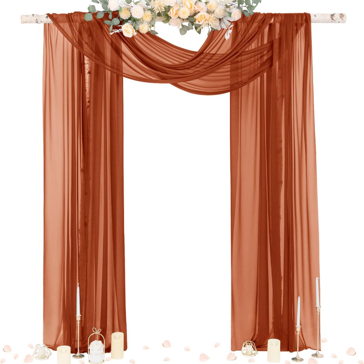 Wedding Arch Draping Fabric Sheer Curtain Drapes Birthday Party Home Decor | Yellow 29" x 20FT 1 Panel Outdoor Drapes Extra Long for Bridal Baby Shower Ceremony Decor