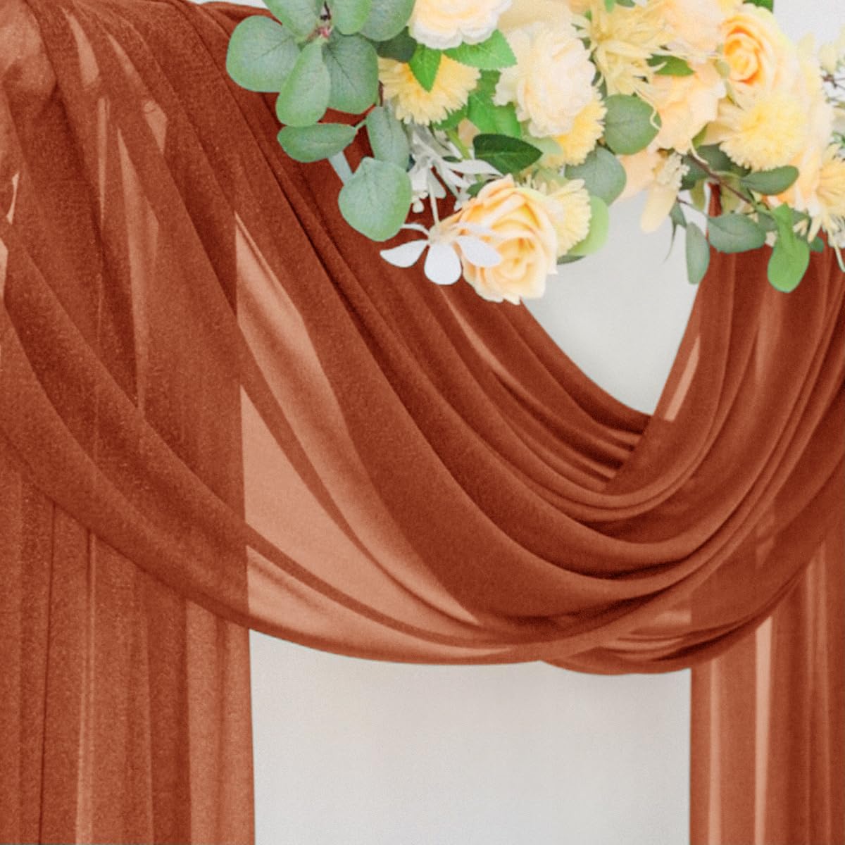 Wedding Arch Draping Fabric Sheer Curtain Drapes Birthday Party Home Decor | Yellow 29" x 20FT 1 Panel Outdoor Drapes Extra Long for Bridal Baby Shower Ceremony Decor