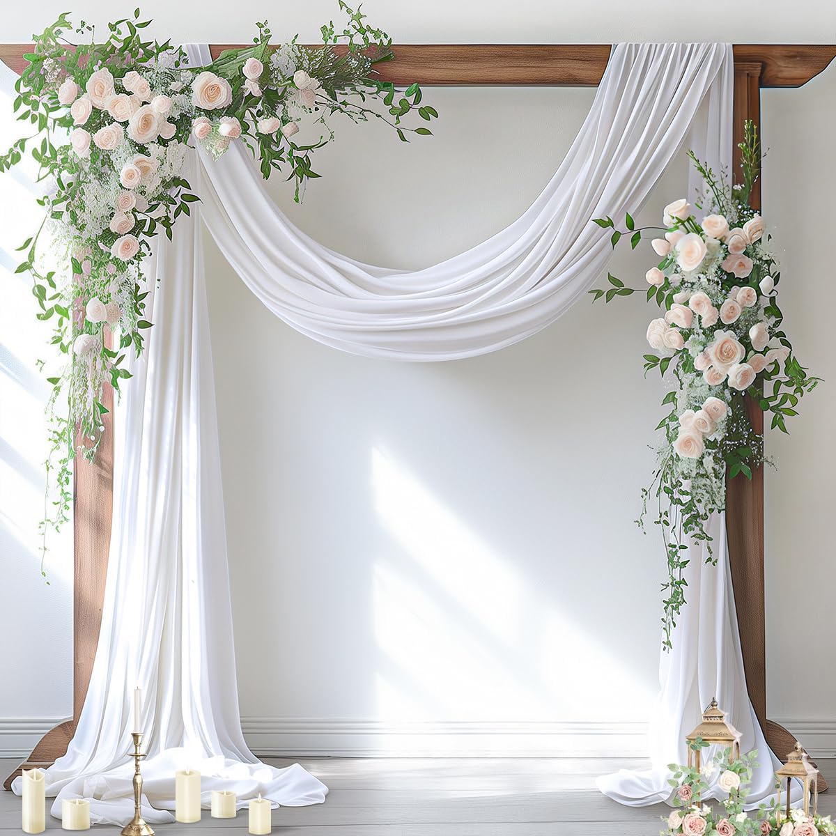Wedding Arch Draping Fabric Sheer Curtain Drapes Birthday Party Home Decor | Yellow 29" x 20FT 1 Panel Outdoor Drapes Extra Long for Bridal Baby Shower Ceremony Decor