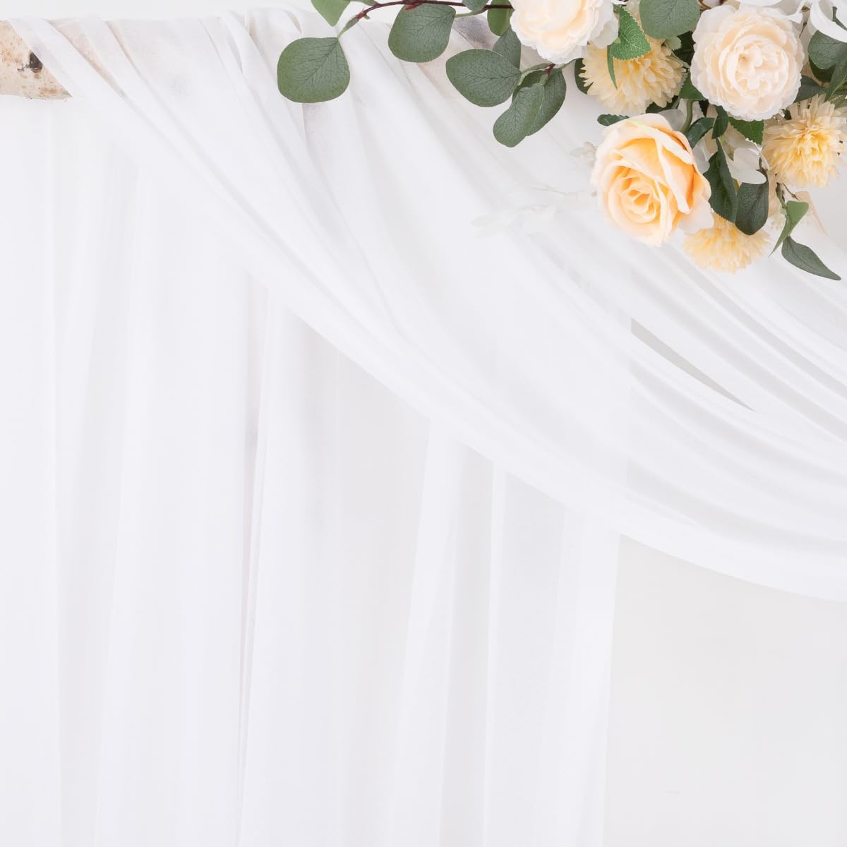 Wedding Arch Draping Fabric Sheer Curtain Drapes Birthday Party Home Decor | Yellow 29" x 20FT 1 Panel Outdoor Drapes Extra Long for Bridal Baby Shower Ceremony Decor