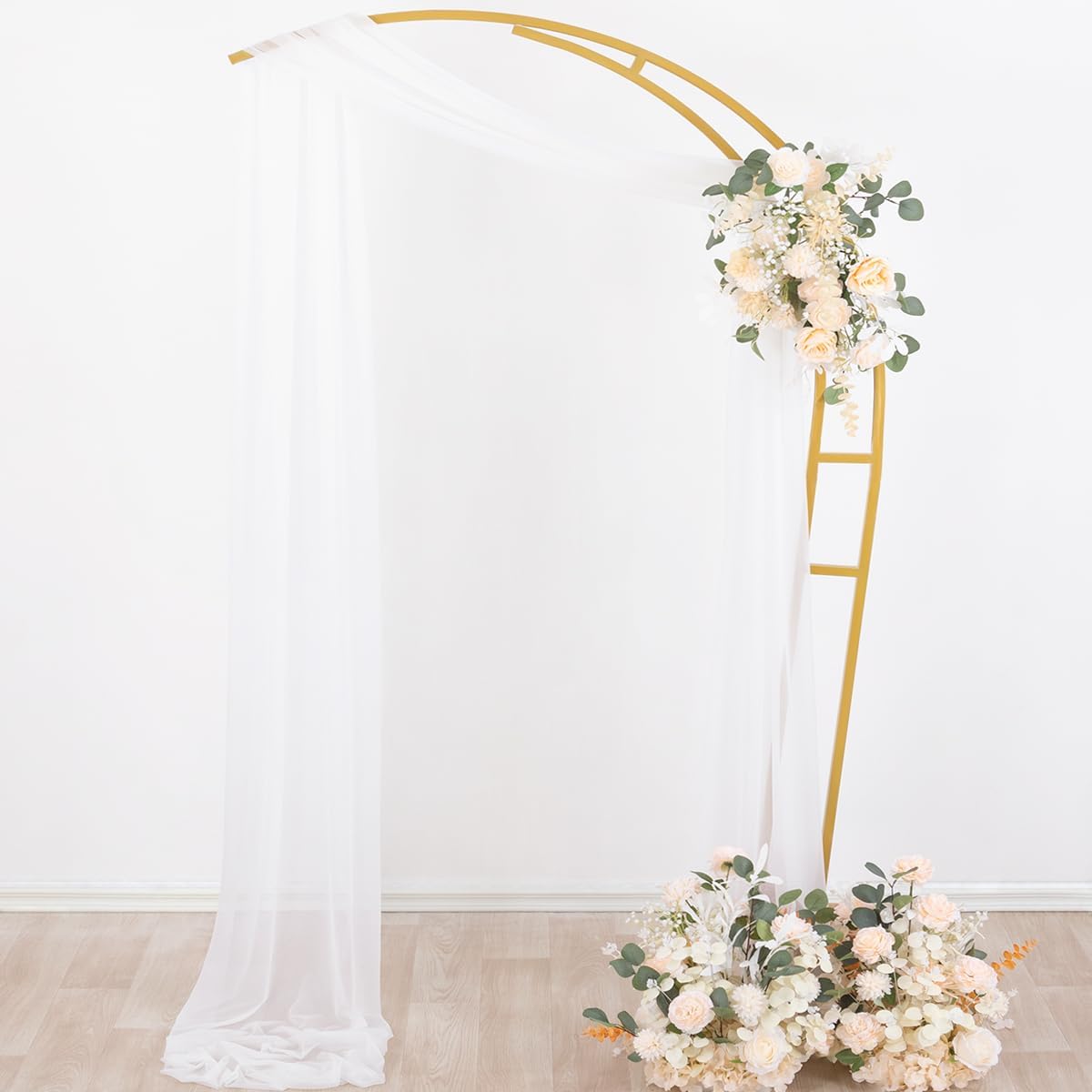 Wedding Arch Draping Fabric Sheer Curtain Drapes Birthday Party Home Decor | Yellow 29" x 20FT 1 Panel Outdoor Drapes Extra Long for Bridal Baby Shower Ceremony Decor