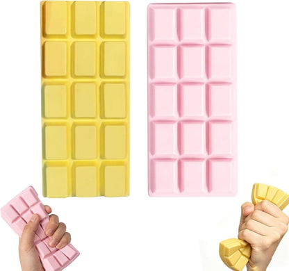 2PCS Chocolate Squishy, Novelty Yellow and Pink Chocolate Bars, Handheld Collectible Items for Home and Office Use, Distinctive Colors and Portable Design